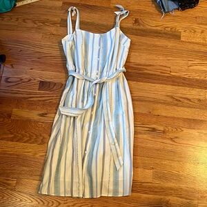 Amour Vert elisette dress in aegean stripe. Tie strap dress